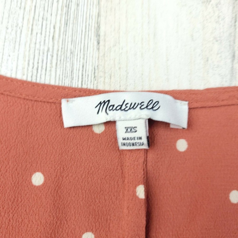 Madewell Heather Polka Dot Button Front Mini Swing Dress Orange Size XXS - Picture 8 of 10